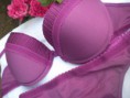 Art. 39: Conjunto M. Koury en microfibra. Tul bordado y tachitas. Corpiño tasa soft, push up y cola less. En blanco, obispo, hueso, negro. 